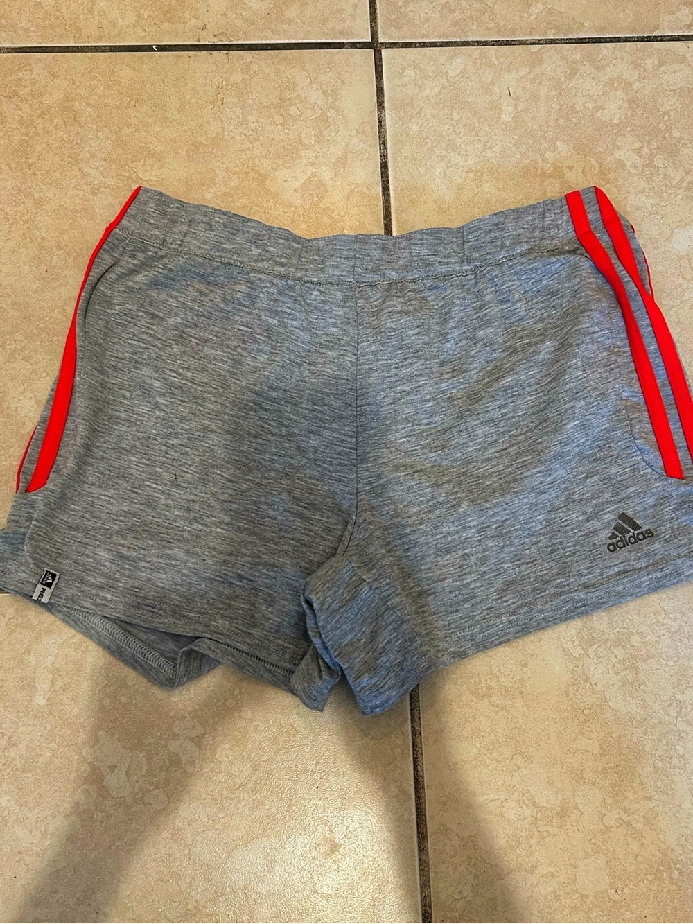 adidas Gray Shorts with Red Side Stripes